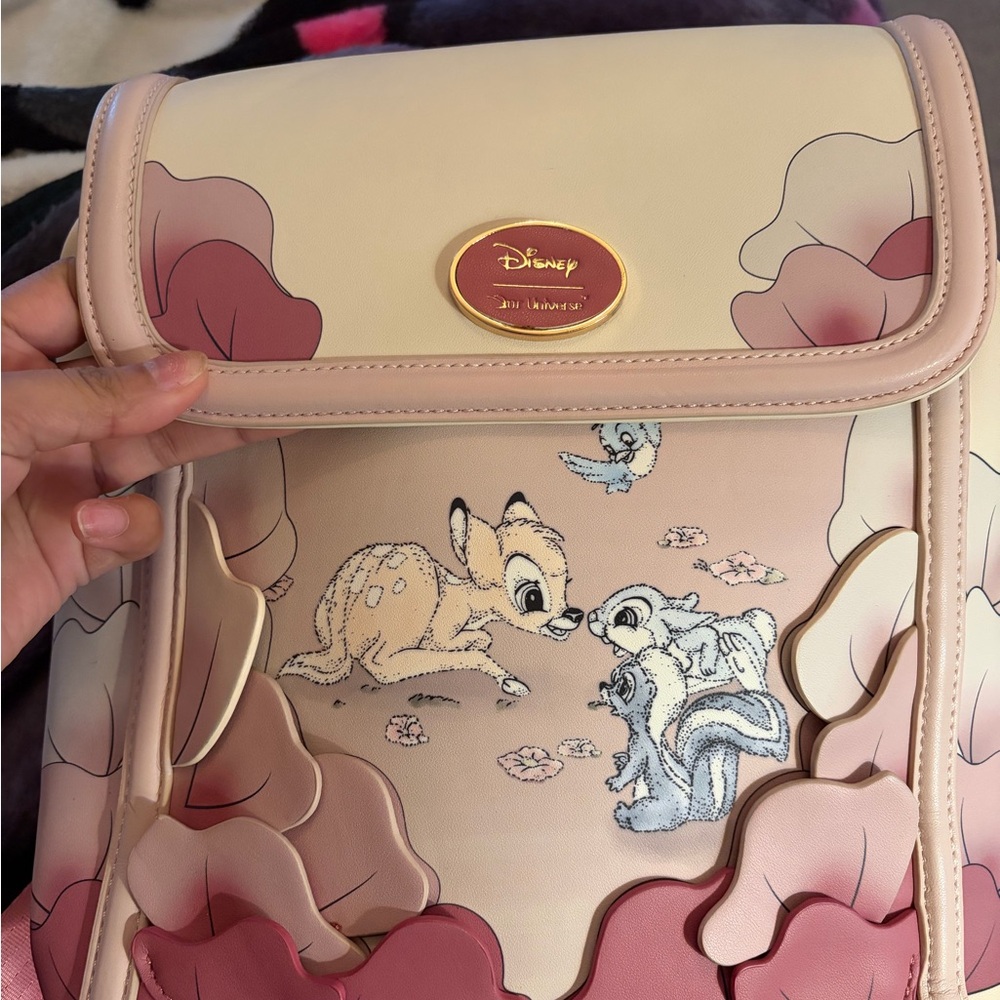 Lounge-fly Bambi Floral Backpack in Cream and Pink